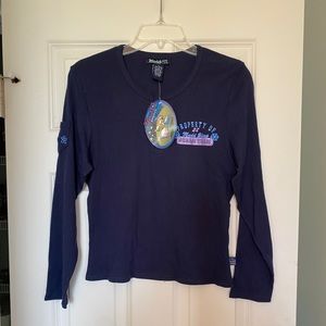 Mudd Pajama Top, NWT, navy blue, size large